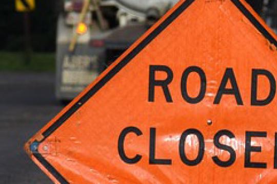 Road closed sign